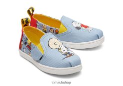 Toms Kids Peanuts Tiny Alpargata Blue Print Shoes Z480RF505