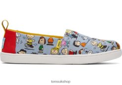 Toms Kids Peanuts Youth Alpargata Blue Print Shoes Z480RF538