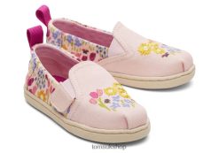 Toms Kids Pink Flower Alpargata Pink Fields Shoes Z480RF524