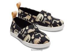 Toms Kids Tiny Alpargata Dino Black Dino Glow Shoes Z480RF497