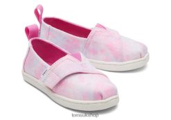 Toms Kids Tiny Alpargata Multi Tie Dye Twill Pink Tie Dye Shoes Z480RF503