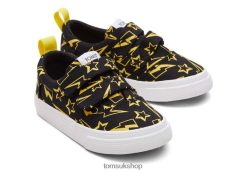 Toms Kids Tiny Fenix Double Strap Lightning Bolts Black Glow Shoes Z480RF516