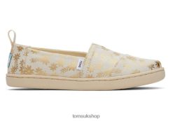 Toms Kids Youth Alpargata Gold Foil Floral Blooms Natural Gold Foil Shoes Z480RF537