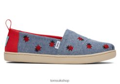Toms Kids Youth Alpargata Lucky Ladybugs Chambray Shoes Z480RF541