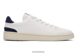 Toms Men TRVL Lite Trainers Leather Porcelain/Blue Trim Shoes Z480RF471