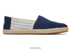 Toms Women Alpargata Eco Recycled Cotton Rope Espadrille Navy Stripes Shoes Z480RF151