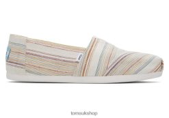 Toms Women Alpargata Eco Stripes Recycled Cotton Natural Soft Stripes Shoes Z480RF28