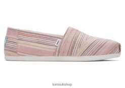 Toms Women Alpargata Eco Stripes Recycled Cotton Pastel Pink Soft Stripe Shoes Z480RF29