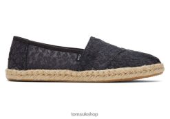 Toms Women Alpargata Floral Lace Rope Espadrille Black Posy Lace Shoes Z480RF159