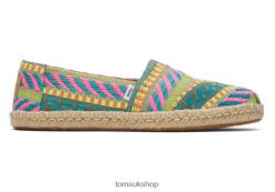 Toms Women Alpargata Global Jaquard Rope Espadrille Neon Pink Global Jacquard Shoes Z480RF153