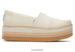 Toms Women Alpargata Platform Espadrille Natural Canvas Shoes Z480RF133