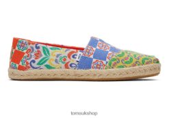 Toms Women Alpargata Rope Espadrille Red Multi Mediterranean Tiles Jacquard Shoes Z480RF154