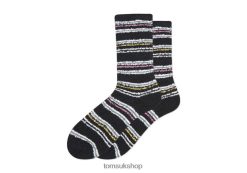 Toms Women Cozy Cushioned Crew Socks Stripes Black Glitter Accessories Z480RF359