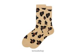 Toms Women Crew Socks Beige Leopard Accessories Z480RF356