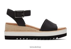 Toms Women Diana Leather Wedge Sandal Black Leather Shoes Z480RF202