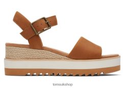 Toms Women Diana Leather Wedge Sandal Tan Leather Shoes Z480RF200