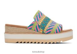 Toms Women Diana Mule Sandal Neon Pink Global Jacquard Shoes Z480RF204