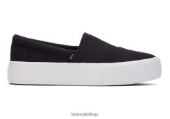 Toms Women Fenix Platform Black Canvas Shoes Z480RF240
