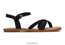 Toms Women Lexie Sandal Black Linen Shoes Z480RF266