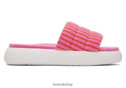 Toms Women Mallow Slide Terry Pink Striped Terry Shoes Z480RF243