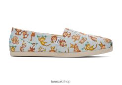Toms Women Monkey Business Alpargata Blue Monkeys Shoes Z480RF78
