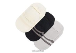 Toms Women No Show Socks 3 Pack Mixed Grey Stripes Accessories Z480RF328