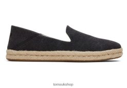 Toms Women Santiago Recycled Cotton Canvas Black Washed Canvas Shoes Z480RF138