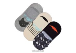 Toms Women Ultimate No Show Socks Spooky 3 Pack Cat Stripes Ghosts Accessories Z480RF360