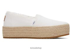 Toms Women Valencia Eco Platform Espadrille White Canvas Shoes Z480RF165
