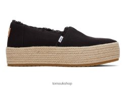 Toms Women Valencia Platform Espadrille Black Canvas Shoes Z480RF166