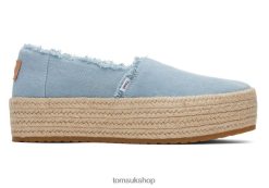 Toms Women Valencia Platform Espadrille Pastel Blue Washed Denim Shoes Z480RF167