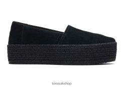 Toms Women Valencia Platform Espadrille Suede Black Shoes Z480RF169