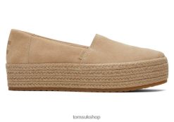 Toms Women Valencia Platform Espadrille Suede Oatmeal Shoes Z480RF168